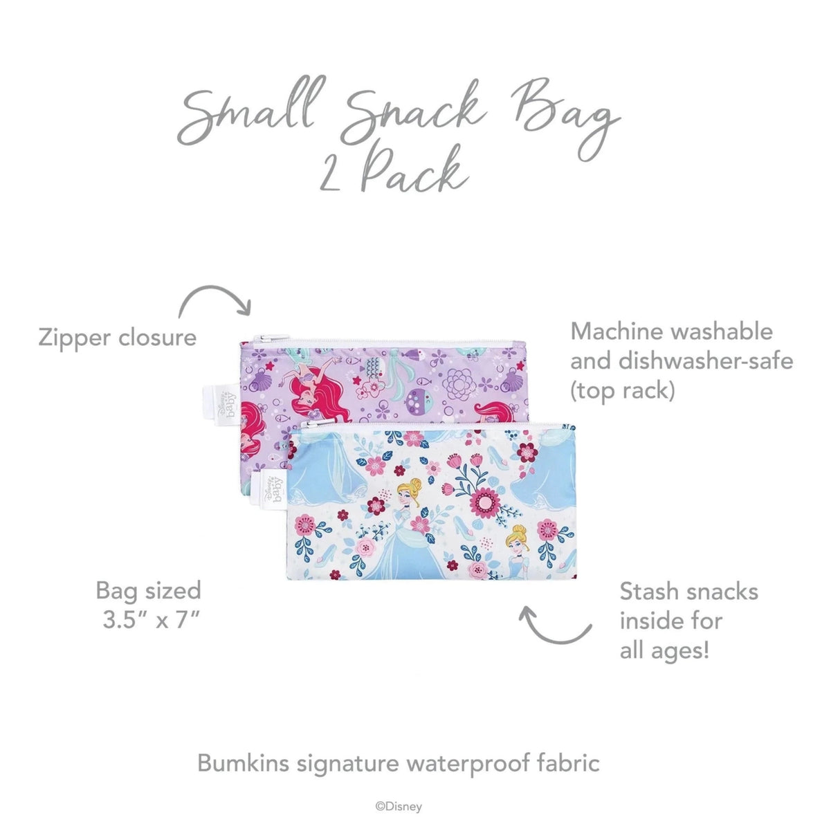 Reusable Snack Bag, Small 2-Pack: Princess