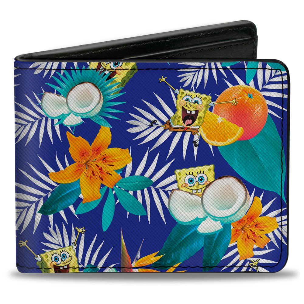 Bi-Fold Wallet - SpongeBob Poses Tropical Orange and Coconut Collage Blues