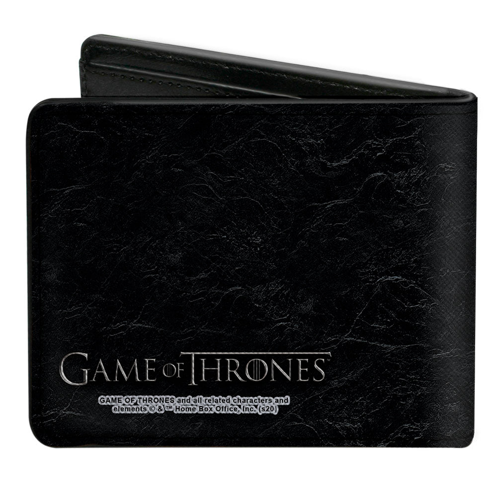 Bi-Fold Wallet - Game of Thrones HOUSE OF STARK Direwolf Sigil Black Silver Grays