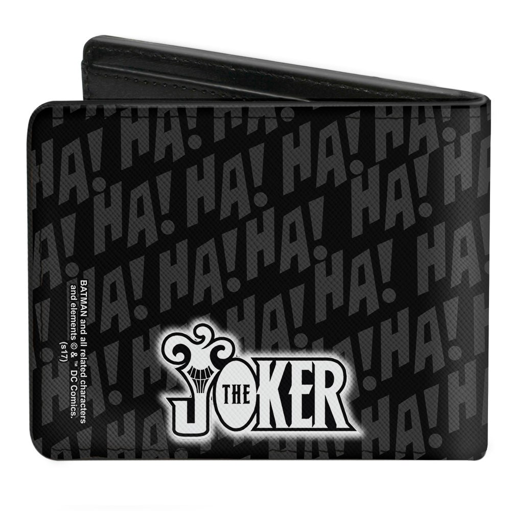 Bi-Fold Wallet - THE JOKER Wine Glass Pose HA! HA! Black Grays White