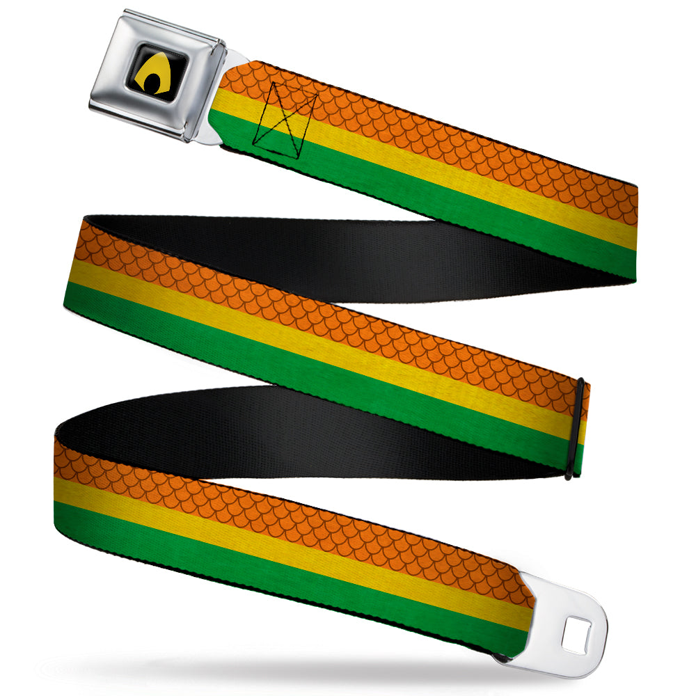 Aquaman Logo Full Color Black Yellow Seatbelt Belt - Aquaman Rasta Webbing