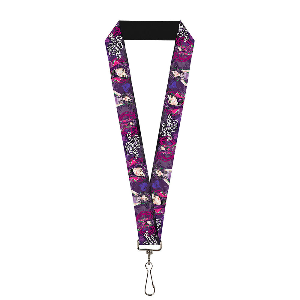 Lanyard - 1.0" - Descendants Mal 3-Poses GOOD ISN'T ALWAYS Hearts Dragons EASY Purples Pinks