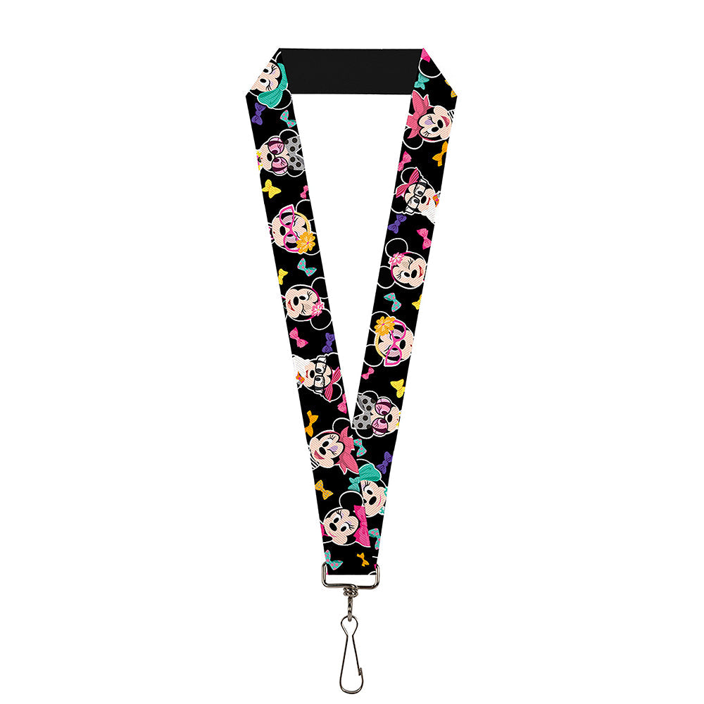 Lanyard - 1.0" - Mini Minnie Expressions Bows Black Multi Color