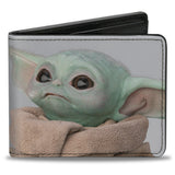 Bi-Fold Wallet - Star Wars The Child Vivid Looking Up Pose + THIS IS MY GOOD SIDE Gray White