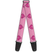 Guitar Strap - Superman Shield Pink