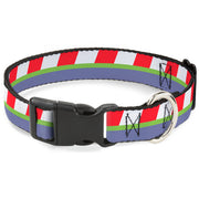 Plastic Clip Collar - Toy Story Buzz Lightyear Bounding Striping Red/White/Green/Purple