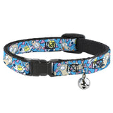 Cat Collar Breakaway with Bell - Rocko & Spunky Scattered Expressions Triangles Blue Lavender