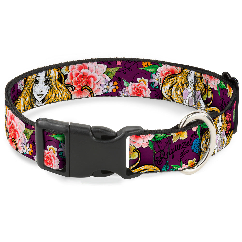 Plastic Clip Collar - Rapunzel Poses/Floral Collage Sketch Purple