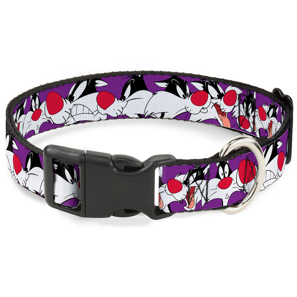 Plastic Clip Collar - Sylvester the Cat Expressions Purple