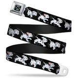 Dalmatian Paw Full Color Black Gray Seatbelt Belt - Dalmatians Running/Paws Black/Gray/White/Black Webbing