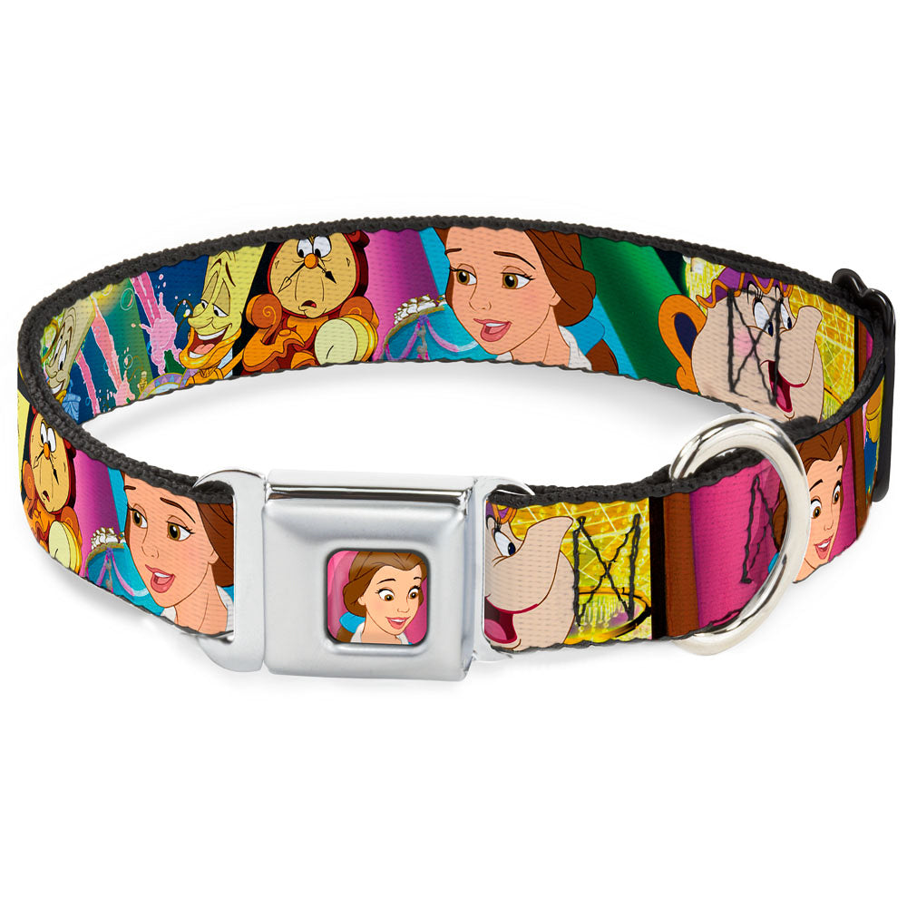 Dog Collar DYEL-Surprised Belle Full Color Pink - Beauty & the Beast Be Our Guest Scenes