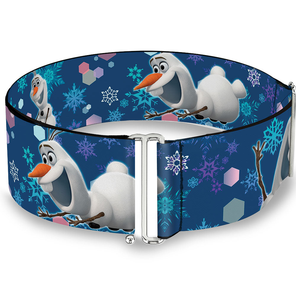 Cinch Waist Belt - Frozen Olaf Poses Snowflakes Blues