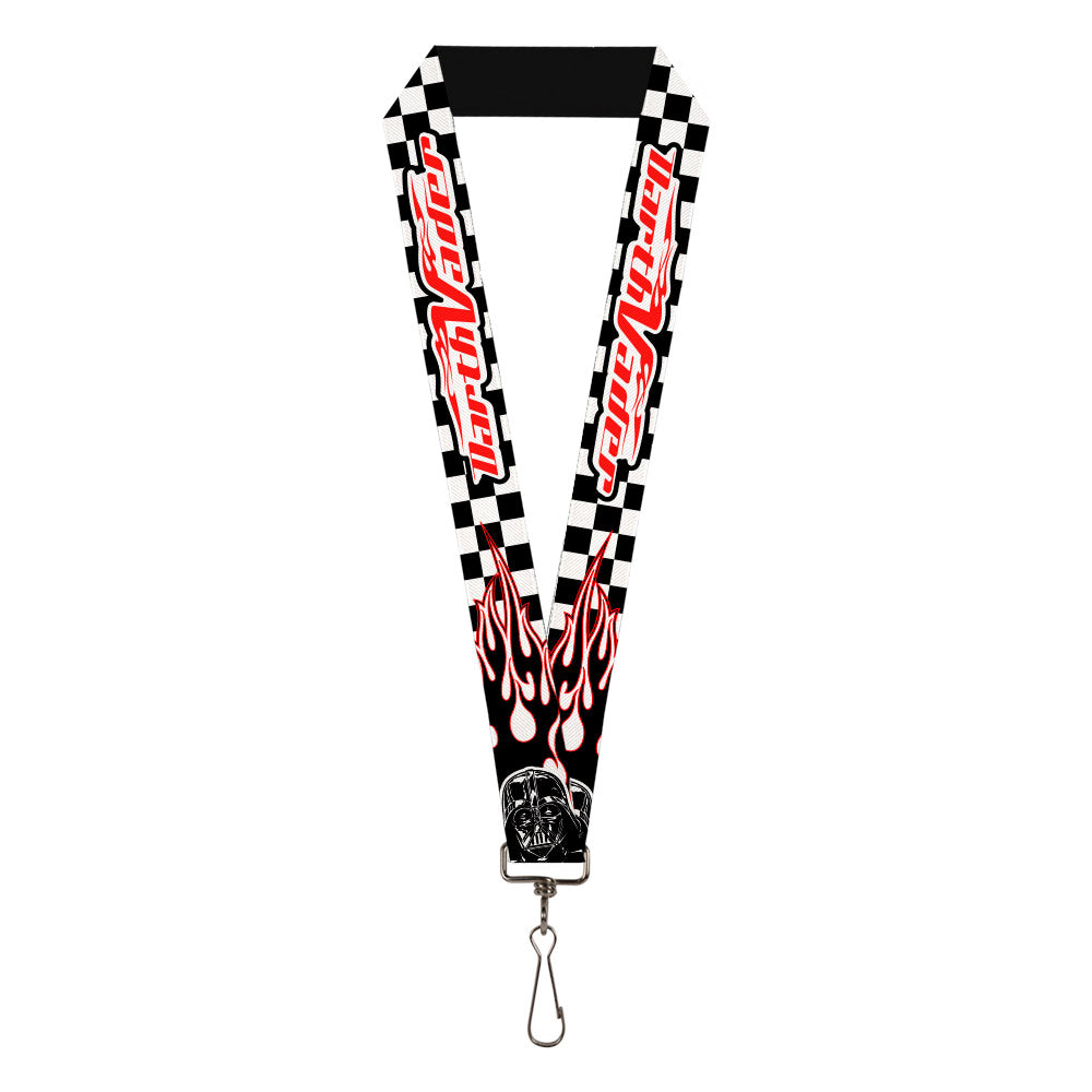 Lanyard - 1.0" - Star Wars DARTH VADER Face Flames Checkers Black White Red