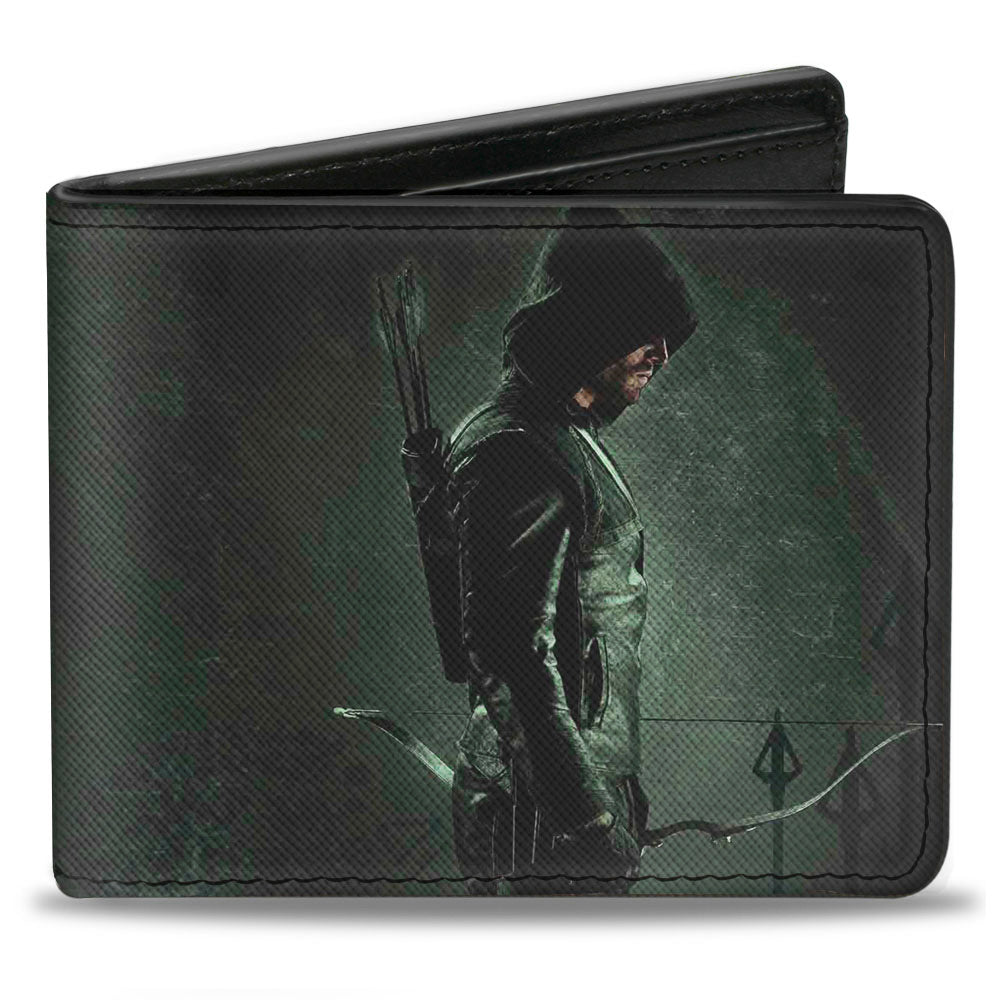 Bi-Fold Wallet - Arrow Standing Profile Pose Arrow Tips Greens