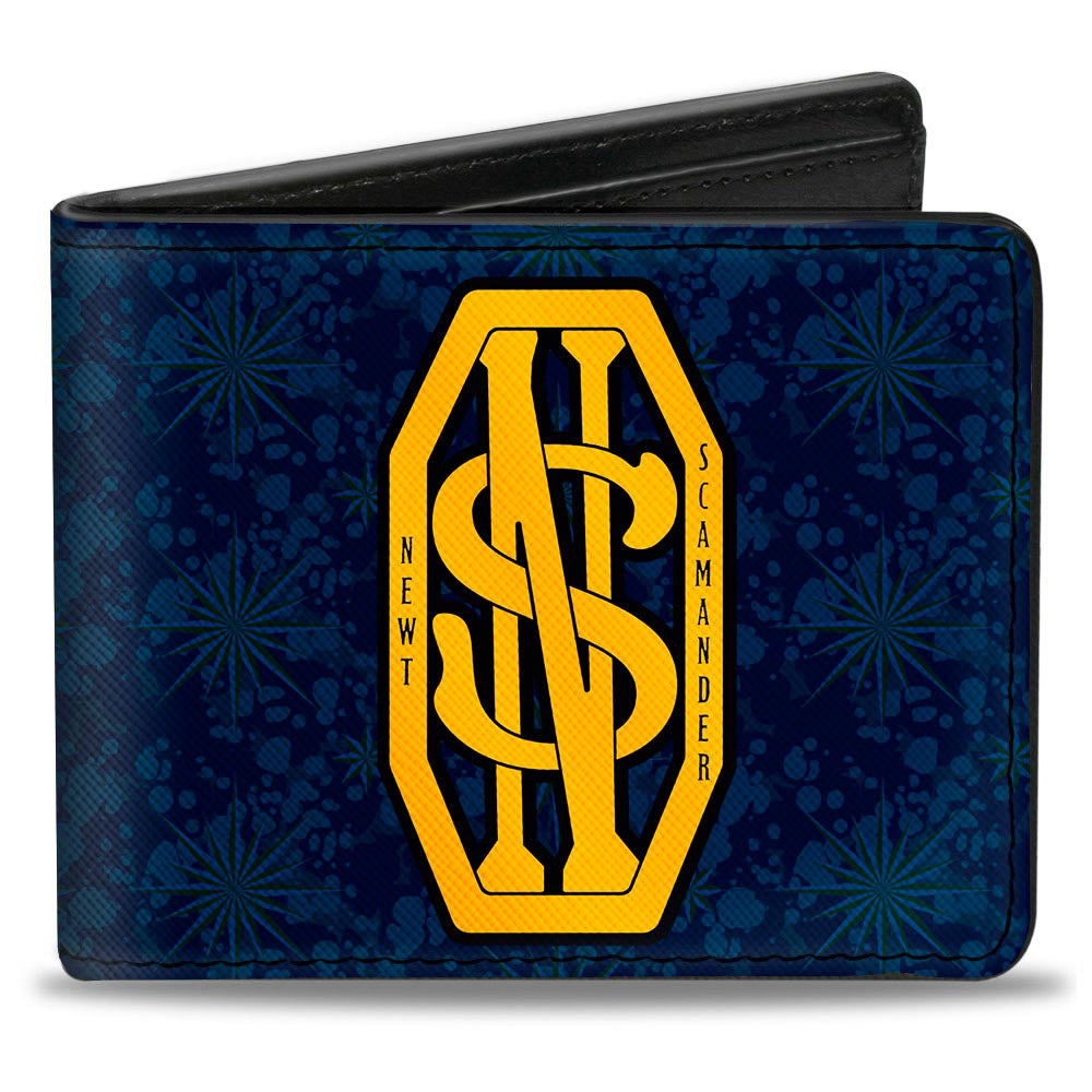 Bi-Fold Wallet - NEWT SCAMANDER NS Monogram + FBAWTFT Logo Blues Gold