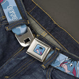 Winnie the Pooh Eeyore Expression Close-Up Blue Seatbelt Belt - Winnie the Pooh Eeyore Text and Expression Close-Up Dot Blues Webbing