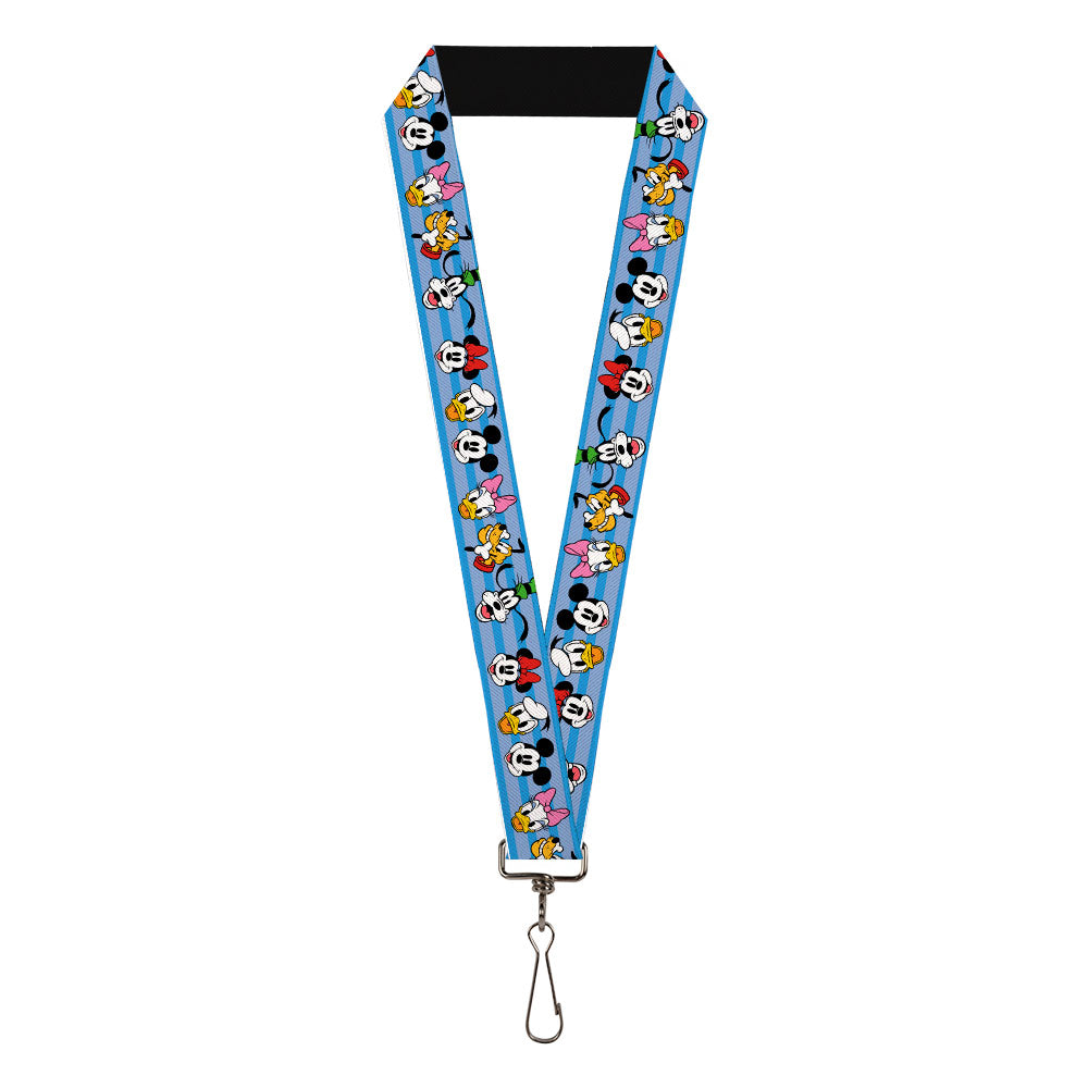 Lanyard - 1.0" - Disney The Sensational Six Smiling Faces Stripe Blues