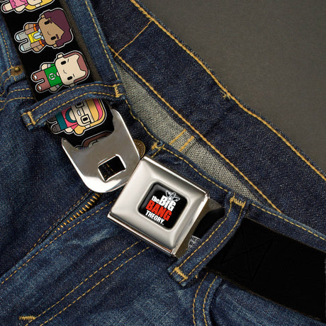 THE BIG BANG THEORY Full Color Black White Red Seatbelt Belt - Big Bang Theory Chibi Characters Black Webbing