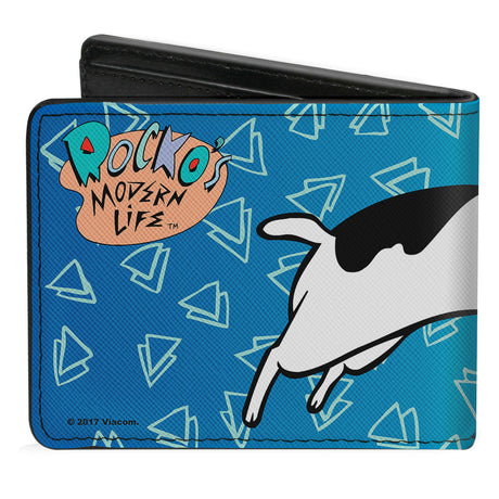 Bi-Fold Wallet - Rocko's Modern Life Spunky Pose Logo Blues White