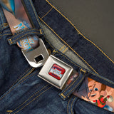 The Adventures of Jimmy Neutron Logo Full Color Red/Blues Seatbelt Belt - THE ADVENTURES OF JIMMY NEUTRON Jimmy Flying Poses Webbing