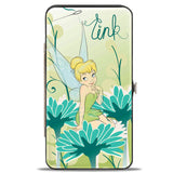 Hinged Wallet - TINK Sitting on Flower Pose Greens Aqua Blues