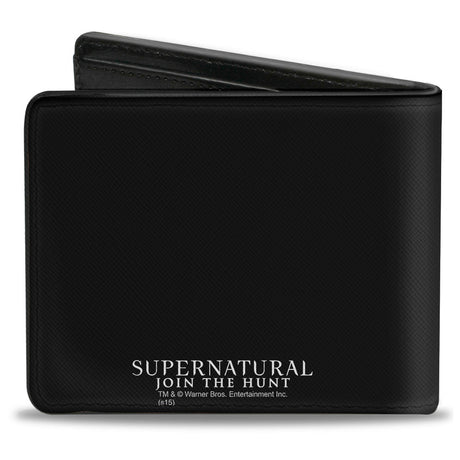 Bi-Fold Wallet - Winchster Pentagram SAVING PEOPLE HUNTING THINGS-THE FAMILY BUSINESS + Logo Black White