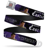 Supernatural Angel Banishing Symbol Full Color White Red Seatbelt Belt - SUPERNATURAL-PROTECTED BY CASTIEL/Pose Black/Purple/White Webbing