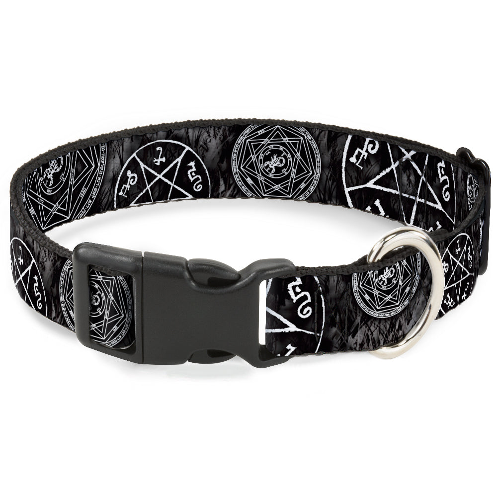 Plastic Clip Collar - Supernatural Devil's Trap Pentagrams Grays/Black/White