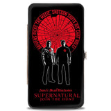 Hinged Wallet - SUPERNATURAL SAM & DEAN WINCHESTER Pose DRIVER PICKS THE MUSIC Shattered Glass Black Red White