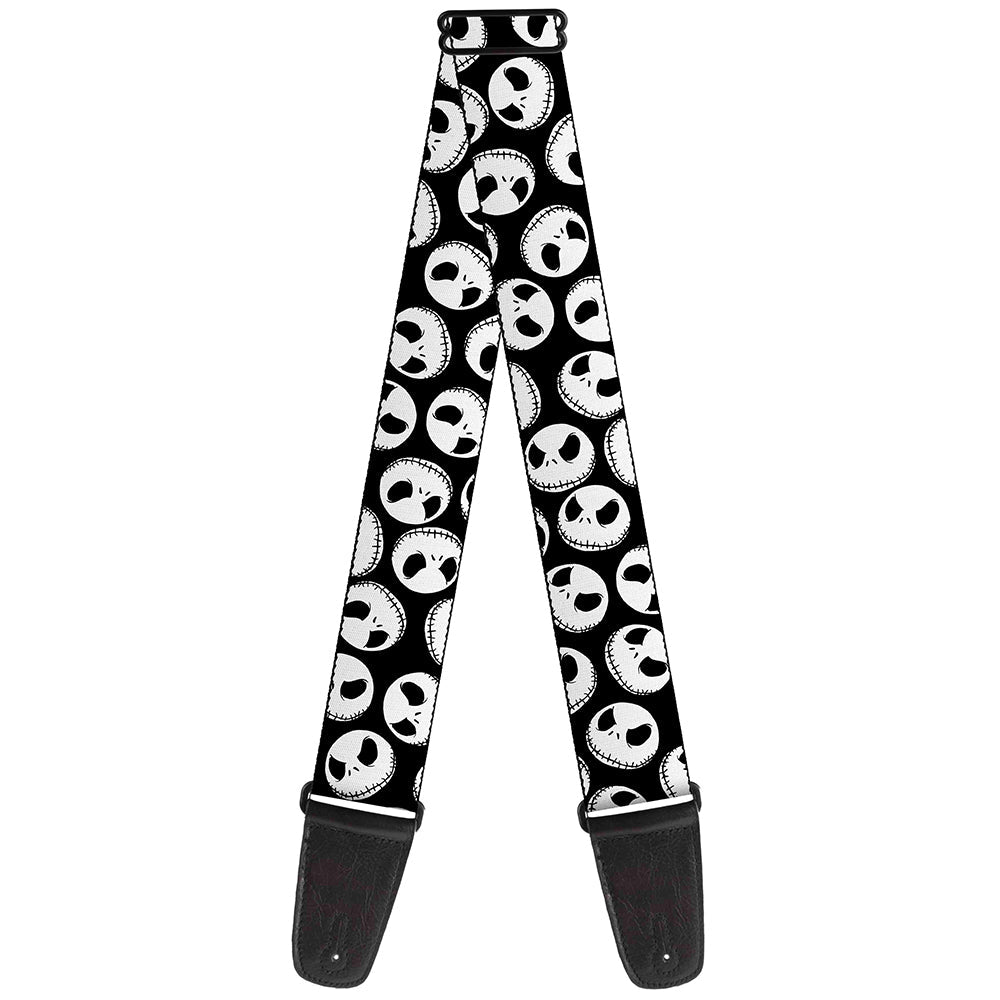 Guitar Strap - Nightmare Before Christmas Jack Expressions Scattered Black White