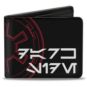 Bi-Fold Wallet - Star Wars Aurebesh DARK SIDE Galactic Empire Insignia Black Red Gray White