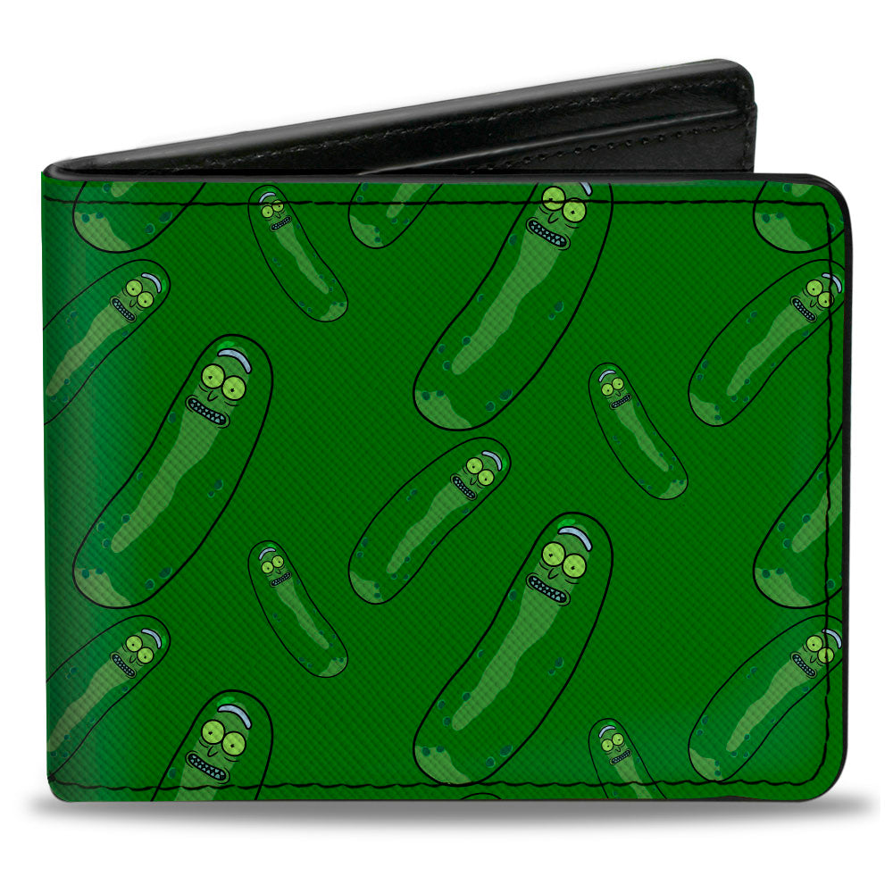 Bi-Fold Wallet - Rick and Morty Pickle Rick Pose Scattered Greens