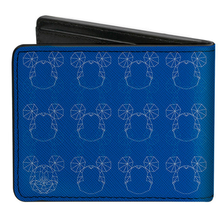 Bi-Fold Wallet - Mickey Mouse Kaleidoscope Face Blueprint Blues White