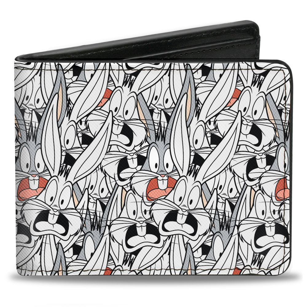 Bi-Fold Wallet - Bugs Bunny Expressions Stacked White Black Gray