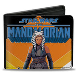 Bi-Fold Wallet - STAR WARS THE MANDALORIAN Ahsoka Tano Diamond Pose Black Oranges Blue