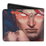 Bi-Fold Wallet - Superman Flying Pose Shield + Heat Vision Eyes Pose CLOSE-UP