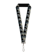 Lanyard - 1.0" - Oogie Boogie Silhouette Poses Gray Black