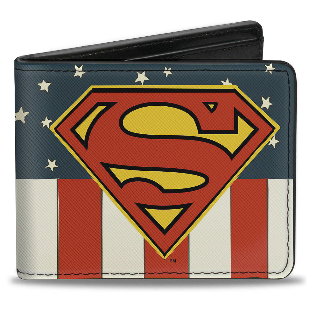 Bi-Fold Wallet - Superman Shield Americana Red White Blue Yellow