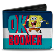 Bi-Fold Wallet - SpongeBob SquarePants OK BOOMER Tongue Out Pose Stripe Blues White