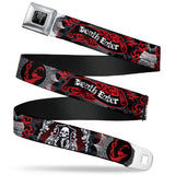 Harry Potter Logo Full Color Black/White Seatbelt Belt - DEATH EATER Scroll/Symbol Black/Gray/White/Red Webbing