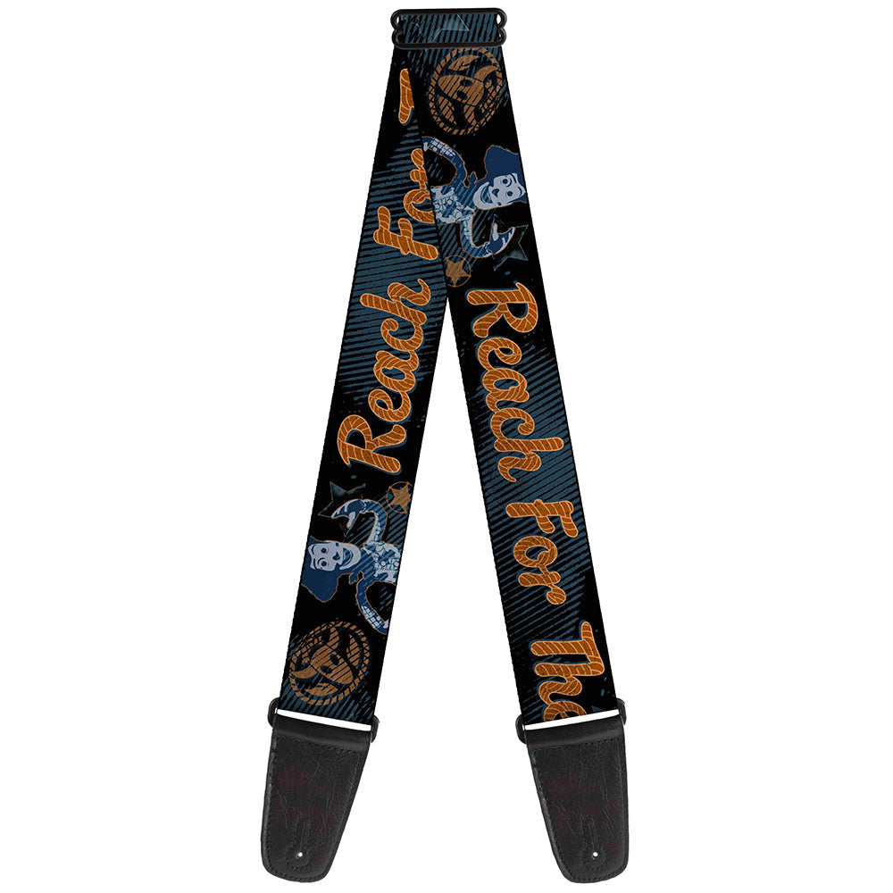 Guitar Strap - Woody REACH FOR THE SKY Denim Blue Print