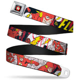 Flash Logo Black Seatbelt Belt - The Flash in Action Webbing