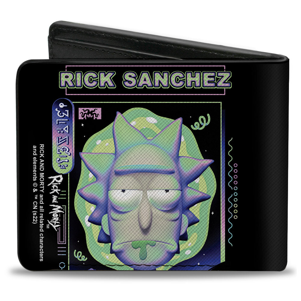 Bi-Fold Wallet - Rick and Morty RICK SANCHEZ Drooling Face Close-Up Black Greens