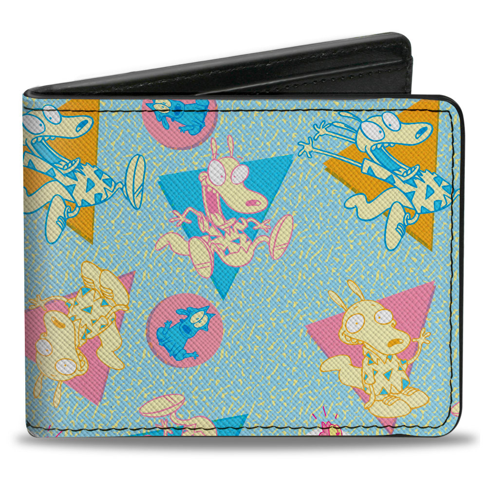 Bi-Fold Wallet - Rocko's Modern Life Rocko & Spunky Scattered Expressions Multi Pastel