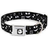 Jack Expression8 Full Color Seatbelt Buckle Collar - Jack Outline Expressions Scattered Black/White