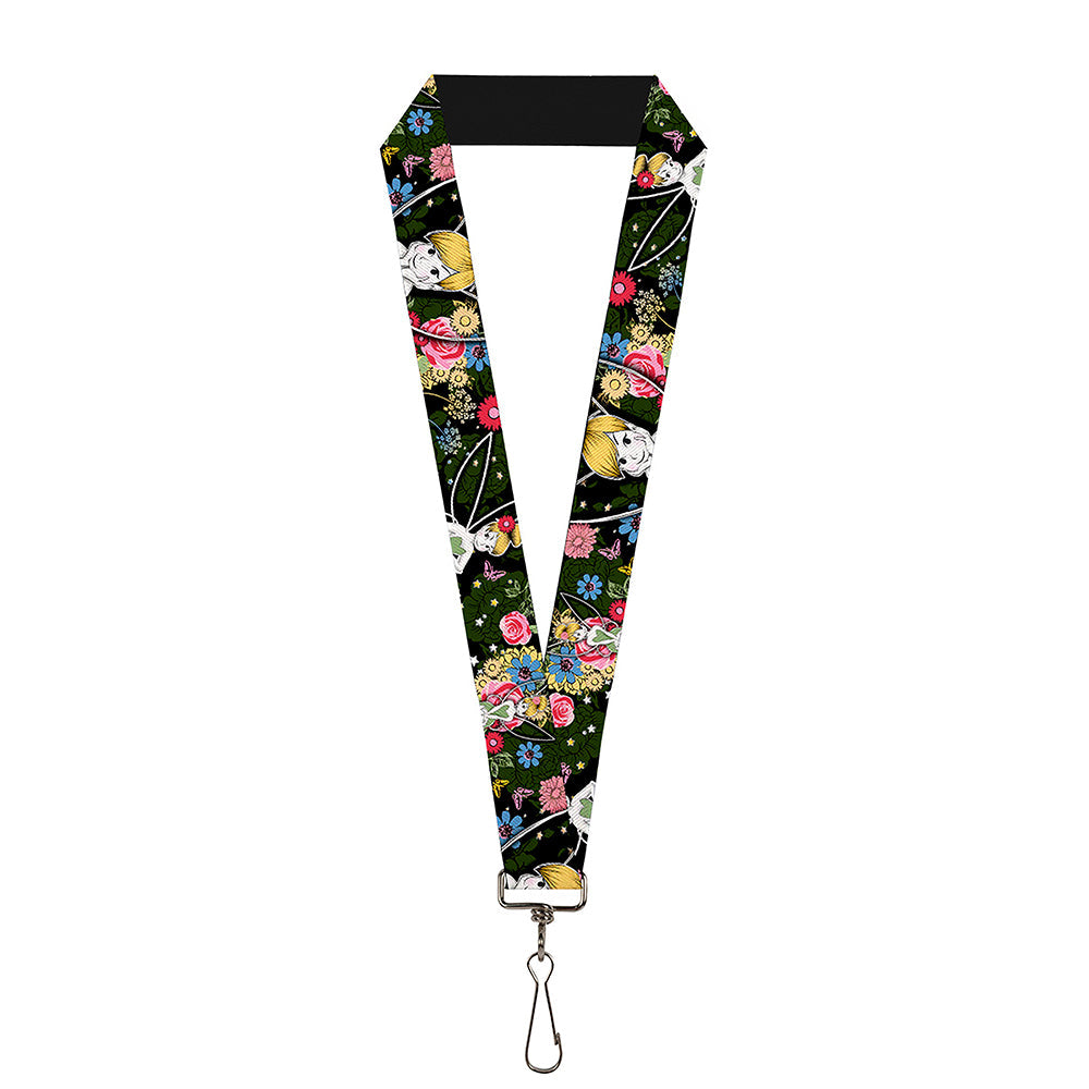 Lanyard - 1.0" - Tinker Bell Poses Sleeping Floral Collage