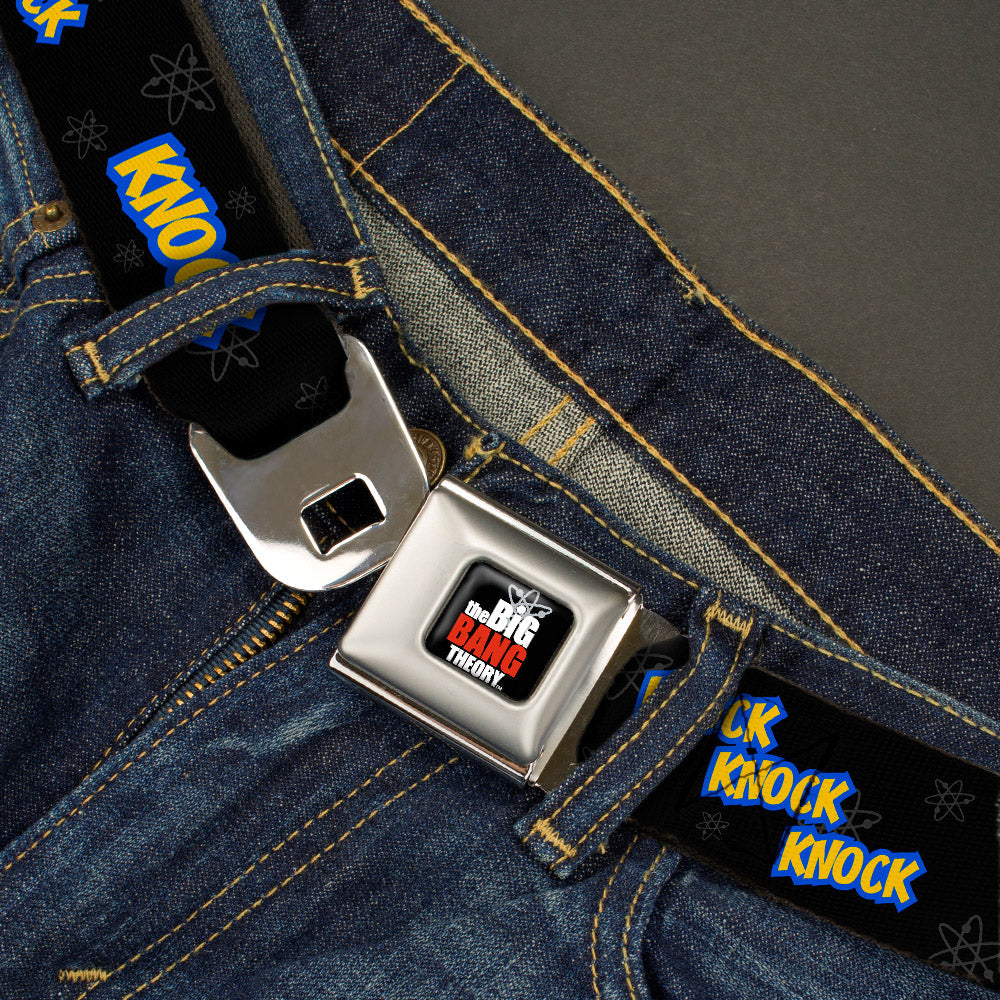 THE BIG BANG THEORY Full Color Black White Red Seatbelt Belt - KNOCK KNOCK KNOCK/Atoms Black/Gray/Blue/Yellow Webbing