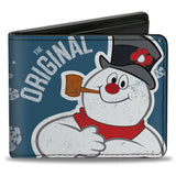 Bi-Fold Wallet - THE ORIGINAL Frosty the Snowman Pose Snowflakes Blue White