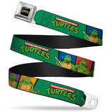 Classic TMNT Logo Full Color Seatbelt Belt - Classic TEENAGE MUTANT NINJA TURTLES Group Pose3/TMNT Logo Green/Multi Color Webbing