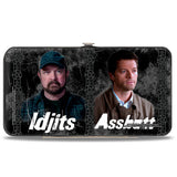 Hinged Wallet - SUPERNATURAL 4-Character Poses BITCH-JERK + IDJITS ASSBUTT Black Grays White